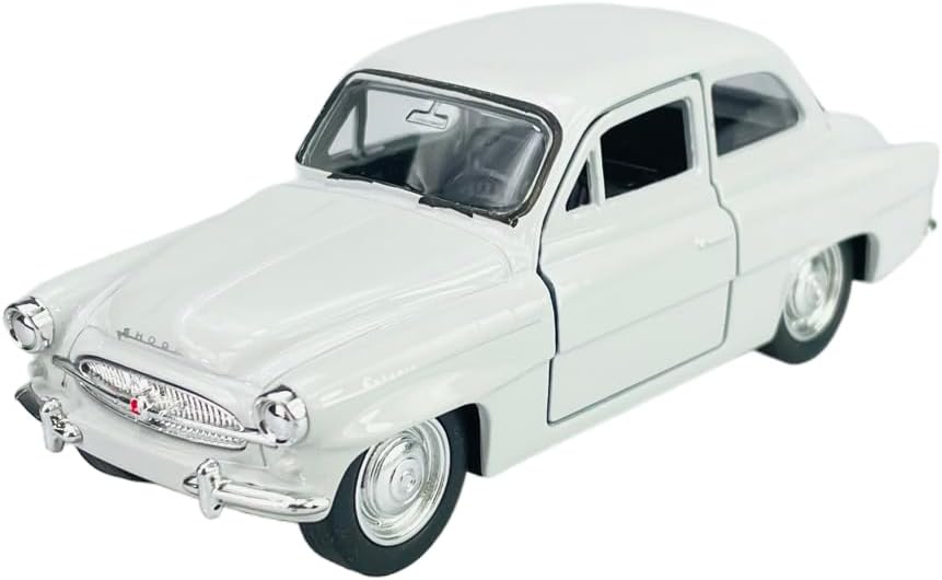 Welly model samochodu, kompatybilny z Skoda Octavia 1959, biały, ok. 1/34-1/39, metalowy odlew w skrzynce