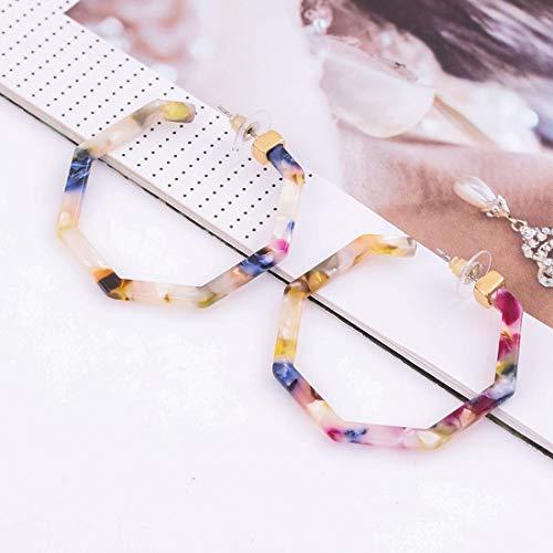 Phalin Rattan Hoop Earrings Boho Woven Wicker Earrings Straw Braid Circle Earrings Lightweight Statement Earrings For Women Girls (F Pink Flower) #TOP2