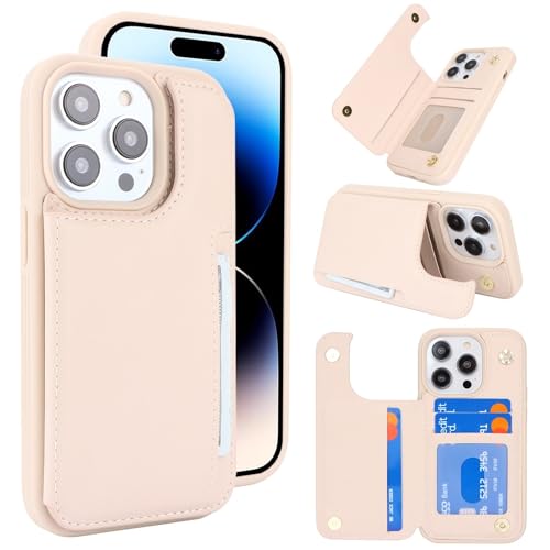 Coque pour iPhone 14 Pro en cuir synthétique beige chic, protection intégrale au design épuré