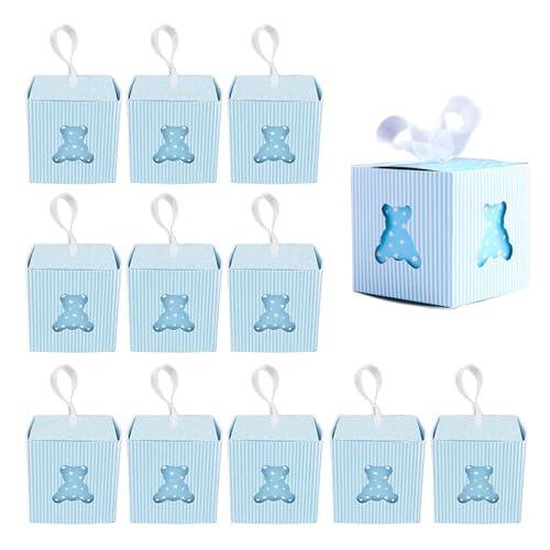 50 Pièces Bonbonnière Baptême Bébé, Boîte à Bonbons en Papier, Boîtes à Bonbons de Mariage, Boîtes à Dragées avec Rubans, Coffret Cadeau pour...