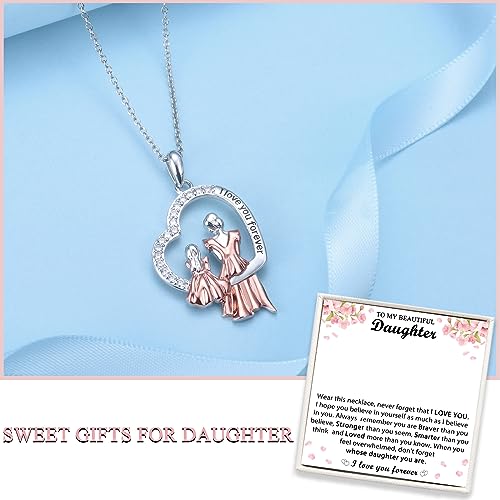 Gifts for Mom and Daughter, Mother and Daughter Heart Pendant Necklace Birthday Christmas Mothers Day Valentines Graduation Back to School Gifts for Girls Women4