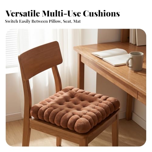 Coussin assise confortable biscuit chocolat à capitons denses - 7