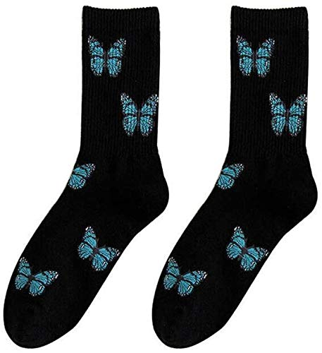 Socken für Damen | Crew-Socken | niedliche, bunte Schmetterlingssocken - mehrfarbig - Einheitsgröße Cover
