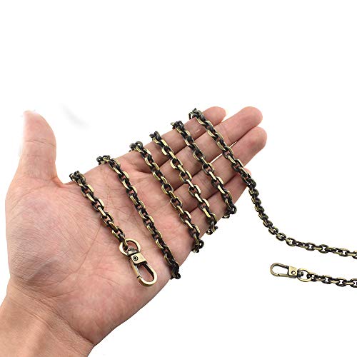 HAHIYO Mini Pochette Purse Chain Strap Thin Wide 6mm for LV Length 55.1 inches Thick 2mm Shiny Bronze for Shoulder Cross Body Sling Handbag Wallet Clutch Comfortable Flat Metal Strap 1 Pack