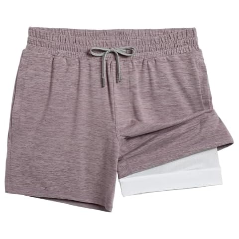 maamgic Mens 2 in 1 Running Shorts, 5" Gym Short with Zip Pockets, Quick Dry Workout Athletic Shorts for Men Pink Medium Cover