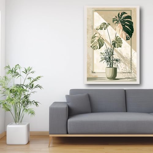 Toile beige Monstera 60x80 cm pour salon moderne affiche chic - 3