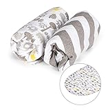 Momcozy Universal Bassinet Sheets for Boys, 100% Breathable Cotton Sheet Set 3 Pack, Fit for Most Bassinet Pad/Mattress Like Halo, MiClassic, Chicco Lullago and More (Gray)