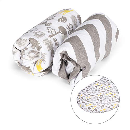 Momcozy Universal Bassinet Sheets for Boys, 100% Breathable Cotton Sheet Set 3 Pack, Fit for Most Bassinet Pad/Mattress Like Halo, MiClassic, Chicco Lullago and More (Gray)