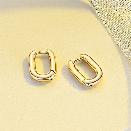 Gold Square Hoop Earrings For Women Luckypads Minimalist Small Gold Hoops 14K Gold Plated Huggie Hoop Earrings U-Shaped Geometric Earrings For Men Girls #TOP5