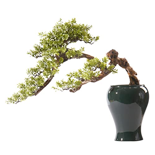 Árbol Bonsái Artificial Decoración de bonsái tallado de raíz de madera de árbol de bonsái artificial grande for interiores con maceta de cerámica, adornos creativos de plantas falsas for el hogar, ofi
