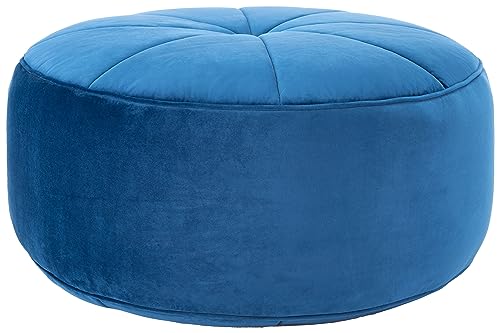 Safavieh Home Amais Navy Velvet Round Ottoman