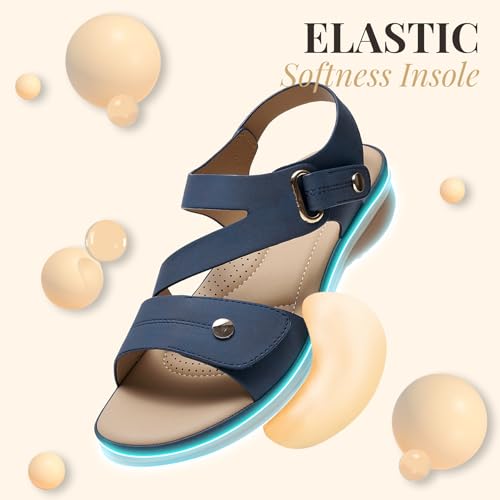 Image of Littleplum Womens Sandals Arch Support - Comfortable Flat Sandals for Women, Summer Breathable Adjustable Orthotic Walking Shoes for Beach,Travel