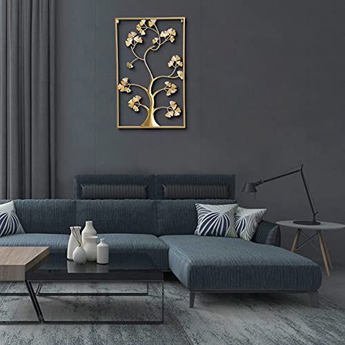 33"X 20" Large Metal Wall Art - Gold Rectangle Frame Wall Decor - 3D Wall Silhouette Wall Sculpture, Wrought Iron Wall Decor, Home Office Decoration #TOP20