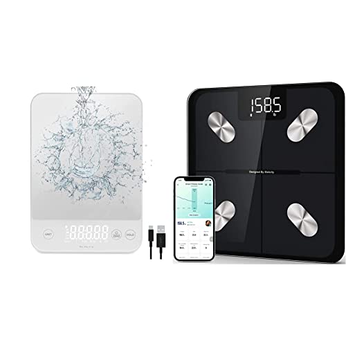 Etekcity Luminary Lite 22Lb Food Kitchen Digital Scale, Silver White & Smart Scale For Body Weight And Fat, Digital Bathroom Scale Accurate To 0.05Lb/0.02Kg Weighing Machine, 400Lb #TOP26
