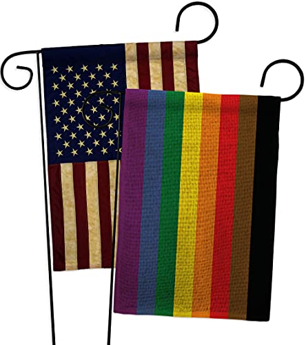 Philadelphia Rainbow Burlap Garden Flag - Pack Support Pride Rainbow Love LGBT Gay Bisexual Pansexual Transgender USA Vintage Applique - House Banner Small Yard Gift Double-Sided 13 X 18.5