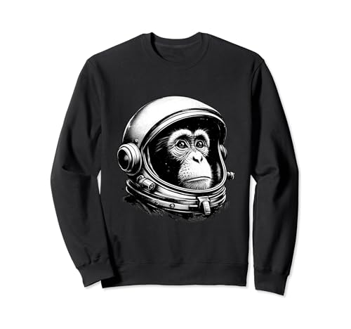 Cosmic Vintage Space Travel Astronaut Monkey Retro Helmet Sweatshirt