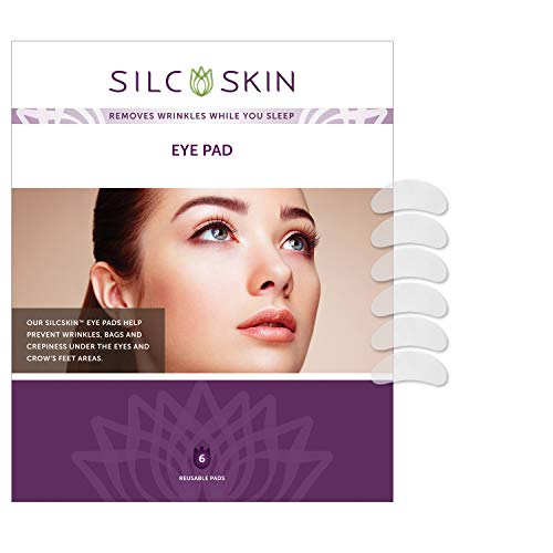 SilcSkin Eye Pads - Overnight Reusable Silicone Face Pads to Help Correct Crow's Feet, Fine Lines, Wrinkles, Under Eye Bags & Crepey Skin - Corrects for Side Sleepers, Aging and Sun Damage - 6 Pads