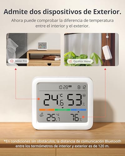 Miniatura 9 de Switchbot Bluetooth Estación Meteorológica Para Hogar Sensor Exterior Inalámbrico, Monitor Temperatura Humedad Con Fecha Y Previsión Meteorológica, 120m Bluetooth, Archivo De Datos Gratis Exportar