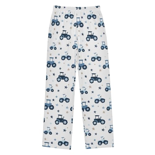 Pajama Bottoms, Farm Tractor and Star Pattern Pajamas Pant Lounge Wear Sleep Long Pants Casual Sleepwear PJS