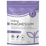 Nutravita 945 mg Complejo de Magnesio – 180 Cápsulas Veganas de Citrato – Alta Absorción, Suplemento Premium de Magnesio – Suministro de 90 Días – Fabricado en el Reino Unido