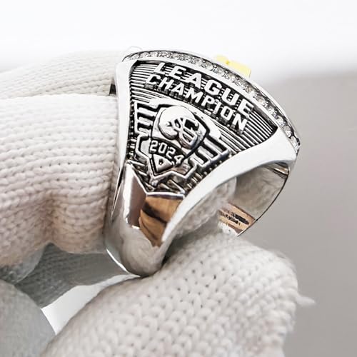 fantasy football ring 2024 heavy ffl champion ring  gold silver tone plated award trophy for fantasy football league winner