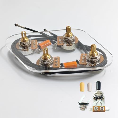 Phrilam Premium Prewired 2T2V Wiring Harness Kit with Separate Switch for Lp Style Electric Guitar or Similar Guitar Parts Replacement