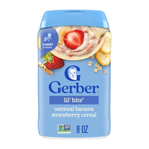 Gerber Stage 3 Baby Food, Oatmeal Banana Strawberry Cereal, Whole Grains, Iron, Baby Oatmeal Cereal