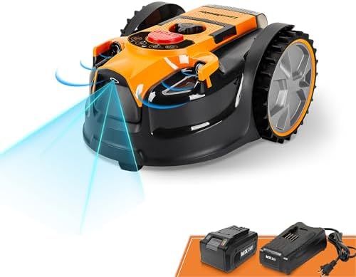 LawnMaster VBRM16 OcuMow™ Robots cortacéspedes eléctrico para Jardines de 100 m² Corte 20-60 mm,Pendiente de 35% con batería de Iones de Litio MX 24V...