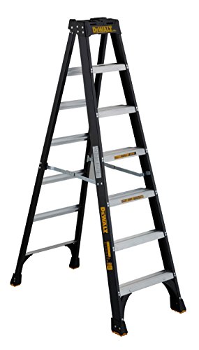 DeWalt DXL3010-07 7-Feet Fiberglass Stepladder Type IA with 300-Pound Duty Rating, 7-Feet, Color may vary,Black