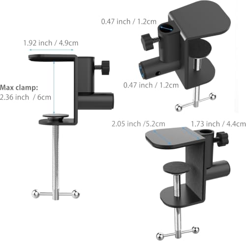 Image of SHOPEE Large Desk Clamp Mount Replacement for Microphone Suspension Boom Scissor Arm, Table C Clip for Desktop Overhead Camera Tripod Mic Stand Lamp Base, Fits Up to 2.36 inch 6cm Thickness