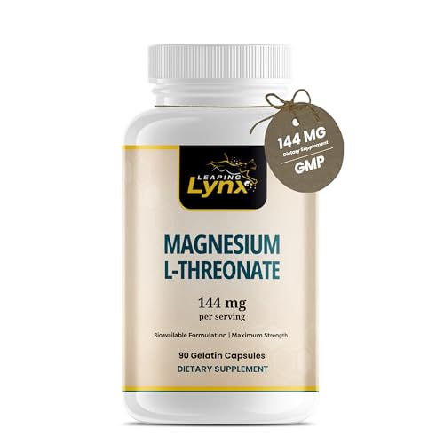 Magnesium L-Threonate 144 mg – Clinically Studied High-Absorption Magnesium for Brain Health, Memory, Focus & Sleep | 90 Capsules (30-Day Supply) | Bioavailable Cognitive Supplement | Non-GMO