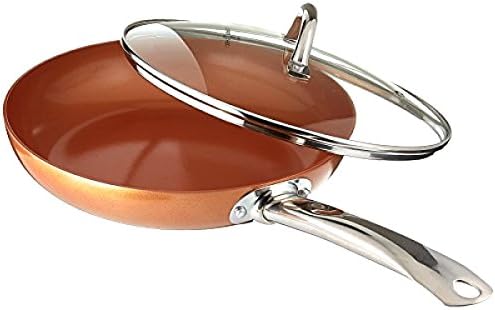 Copper Chef 10 Inch Round Frying Pan With Lid - Skillet with Ceramic Non Stick Coating. Perfect Cookware For Saute And Grill
