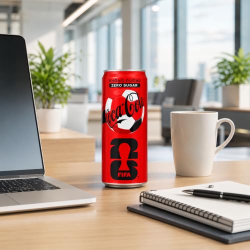 Image of COCA-COLA Zero Sugar FIFA Special Edition Soft Drink Cans, 320ml x 4pcs | Sugar Free Carbonated Cola, Fizzy Chilled Party Drink, By COUGAR, Imported-MALAYSIA