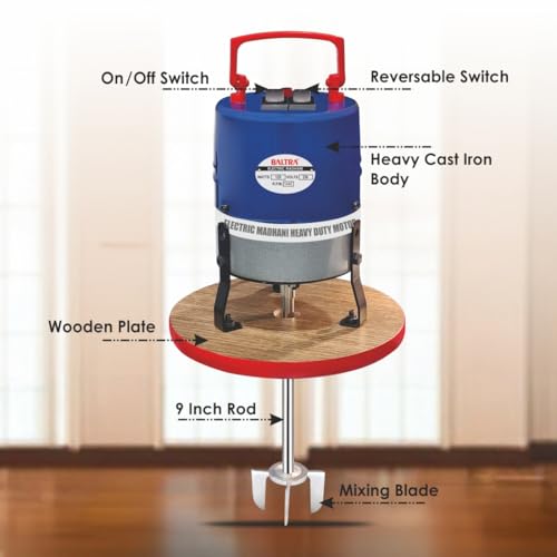 Image of BALTRA Madhani Machine Curd Percolator for Buttermilk, Lassi, Cream (Blue, Madhani (Wooden Plate))