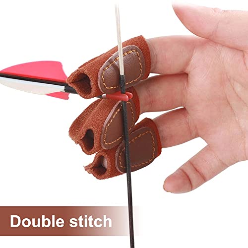 MiOYOOW Leather Archery Gloves, Adjustable Archery 3 Finger Guard Hunting Shooting Accessories for Recurve Bow Traditional Bow