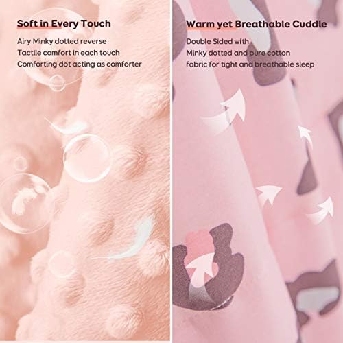 Image of Uttermara Weighted Blanket 5 lbs, Ultra Cozy Minky Fleece and Cotton Sided with Cartoon Patterns, Reversible Heavy Blanket Great for Calming and Sleeping, 36x48 inches, Pink Leopard