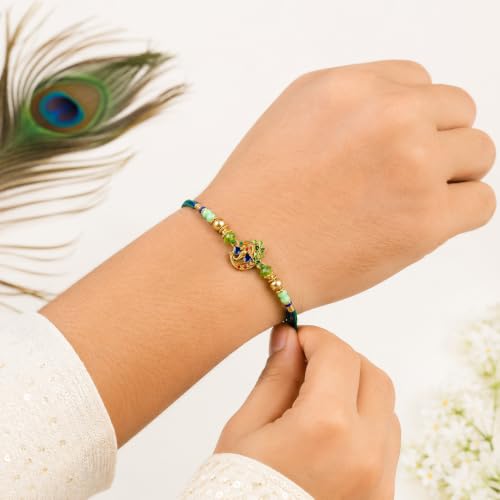 Image of Ganesh Ji Designer Rakhi for Brother with Roli Chawal | Premium Handmade Bracelet Thread | Traditional Raksha Bandhan Gift | Single Rakhi Pack of 1 sk8