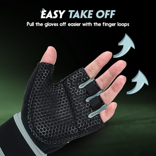 Image of Workout Gloves Gym Gloves Weight Lifting Gloves for Men Women with Full Palm Pad,Strong Wrist Wraps Support,Enhanced Grip,for Fitness,Training,Weightlifting,Exercise