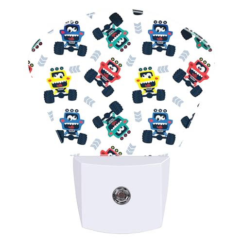 Image of Night Light Cute Monster Truck Plug-in LED Dusk-to-Dawn Sensor Soft Night Lamp,Suitable for Home Bedroom Bathroom Hallway Stairs