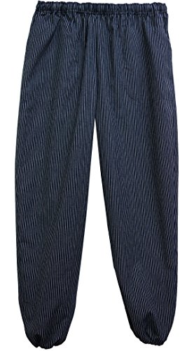 綿の郷(ワタノサト) 男性用久留米織もんぺ イージーパンツ 3Lサイズ 細縞白