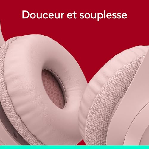 Logitech H390 Casque Filaire pour PC/Ordinateur Portable, Casque Stéréo avec Microphone Antibruit, USB-A, Commandes En Ligne, Compatible avec Chromebook - Rose