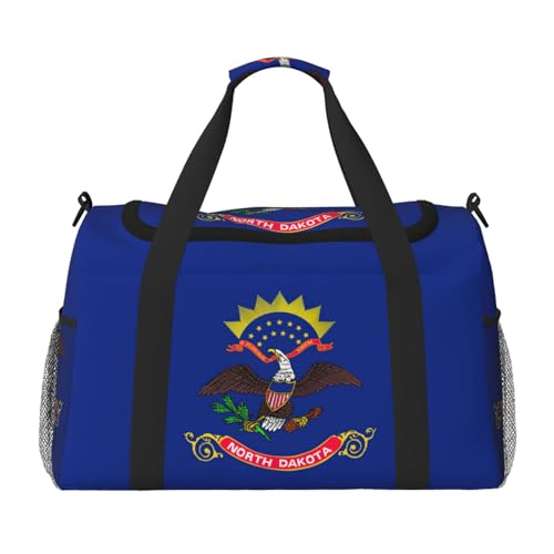 Sac de voyage imprimé drapeau du Dakota du Nord élégant grand sac de week-end noir femme