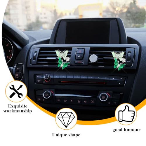 Image of 4PCS Car Air Fresheners Vent Clips, Butterfly Car Accessories, Sparkly Bling Dual Butterfly Auto Air Vent Clips, Automotive Cute Air Conditioning Outlet Decoration Universal for Women Girl