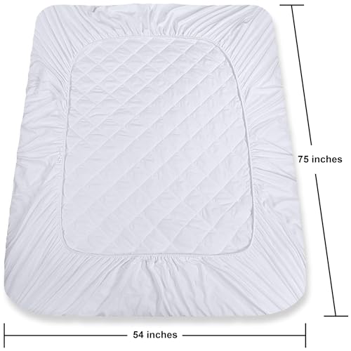 Utopia Bedding Quilted Fitted Mattress Pad, Full Size, Elastic Fitted Mattress Topper Protector and Cover Stretches up to 16 Inches Deep, Machine Washable (White, Pack of 10)