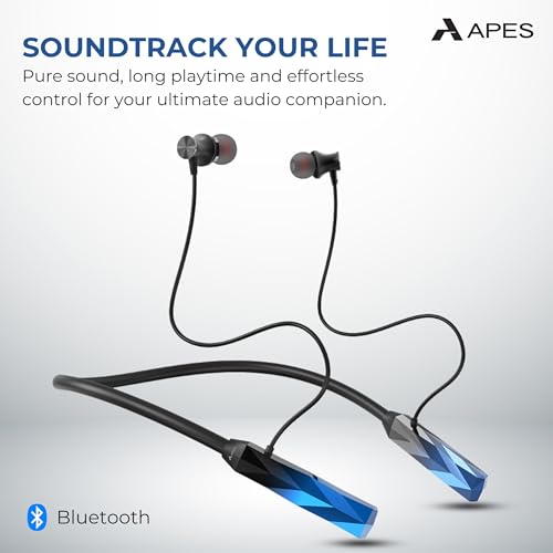 Image of APES NeckBeat Wireless Bluetooth Neckband, 18Hrs Playtime, 10mm Dynamic Driver (Blue)