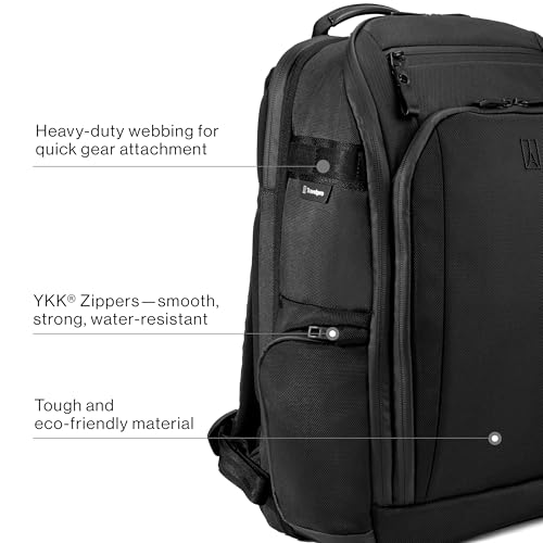 Image of Travelpro Altitude All-Purpose Full Expansion Laptop Backpack 24-34L, Water Resistant, Work, Business, Men and Women, Jet Black