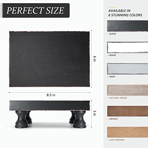 Eosahr Modern Pedestal Stand For Kitchen Decor : Decorative Wood Riser For Display And Farmhouse Soap Dispenser Tray And Sponge Holder - Retro Countertop Organizer For Counter And Sink (Black) #TOP5