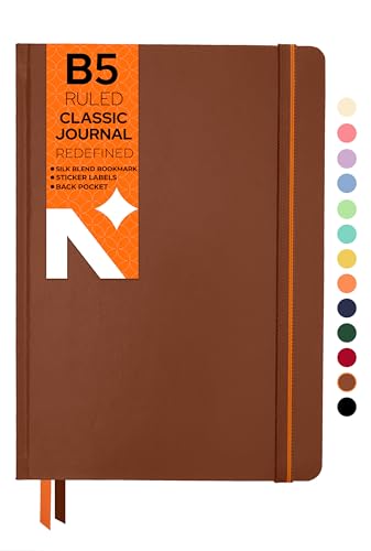 NEORAH - B5 Ruled Notebook - Journal - 208 Pages- 100 GSM- (25.0 x 17.5 cm) - 2022 Office Notebook, Hardcover - Planner - Completely Handmade, BUJO, Diary-Brown