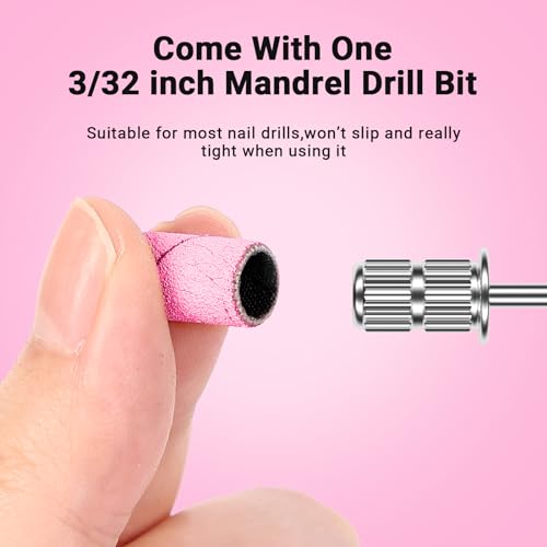 Image of MelodySusie 100 Pcs Nail Drill Bits Sanding Bands for Nail Drill 180 Fine Grit Nail File Sanding Bands for Acrylic Nails Gel Manicures and Pedicure,Light Pink
