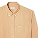 Lacoste Men's Long Sleeve Regular Fit Linen Casual Button Down Shirt W/Front Pocket, Croissant, M
